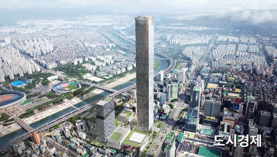 현대차 그룹이 2014년 10조 5500억 원에 매입한 한전부지에 569m 높이의 국내 최고 랜드마크 빌딩인 GBC를 본격 개발한다 (출처: 서울시)